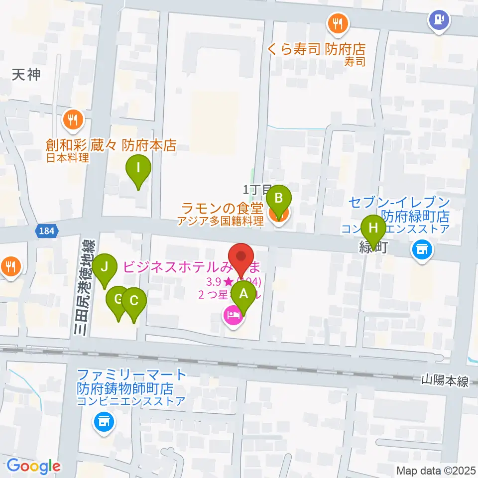 グランドミック タマシゲ楽器 緑町センター周辺のファミレス・ファーストフード一覧地図