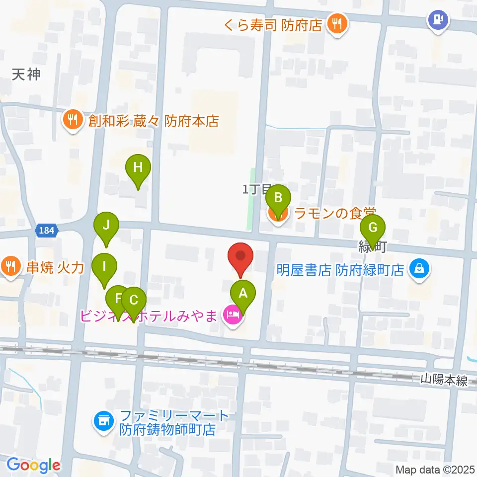 グランドミック タマシゲ楽器 緑町センター周辺のファミレス・ファーストフード一覧地図