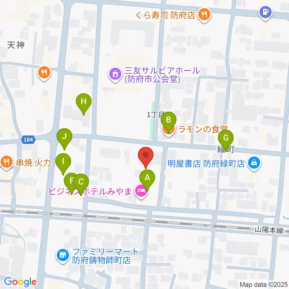 グランドミック タマシゲ楽器 緑町センター周辺のファミレス・ファーストフード一覧地図