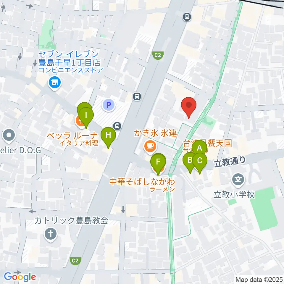 河野ギター製作所周辺のファミレス・ファーストフード一覧地図