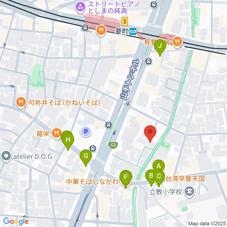 河野ギター製作所周辺のファミレス・ファーストフード一覧地図