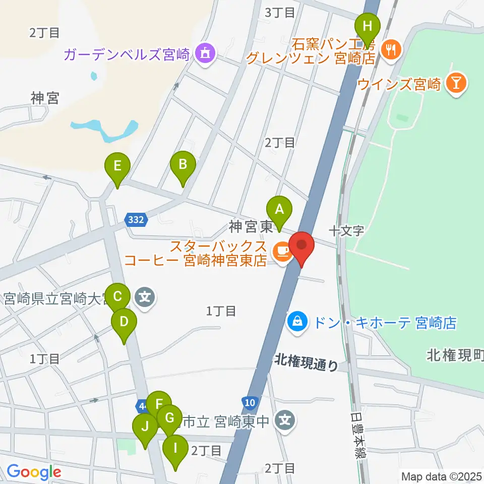 ピアノバンク カルチャー教室周辺のファミレス・ファーストフード一覧地図