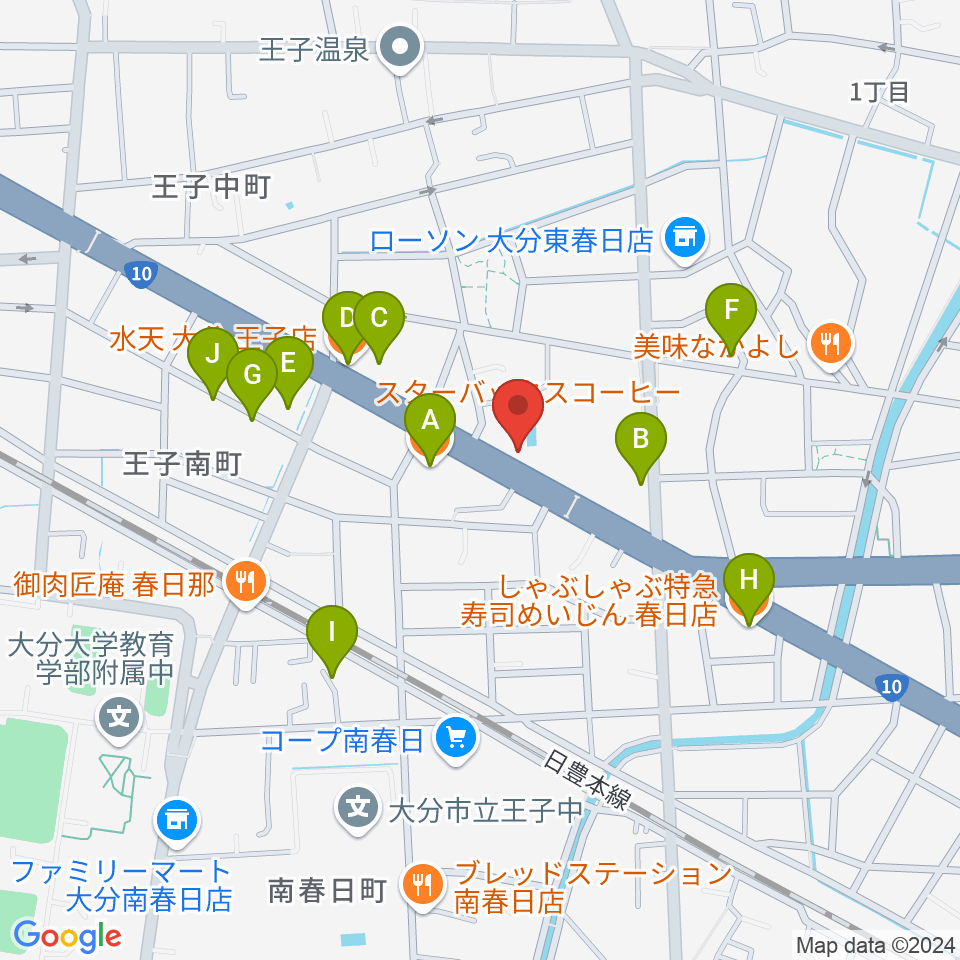 平和楽器周辺のファミレス・ファーストフード一覧地図