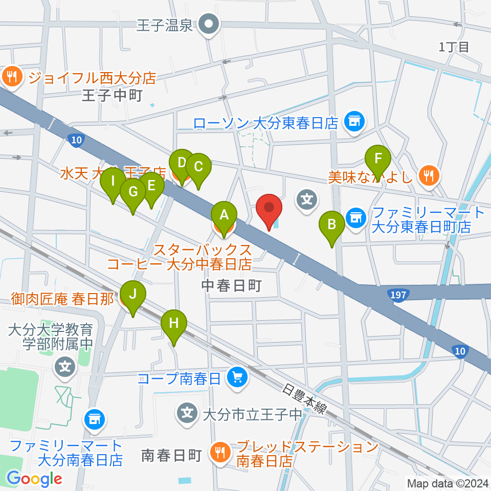 平和楽器周辺のファミレス・ファーストフード一覧地図