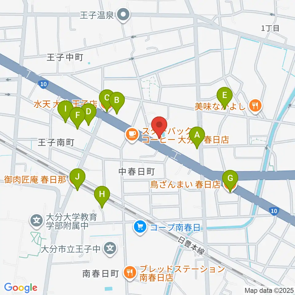 平和楽器周辺のファミレス・ファーストフード一覧地図