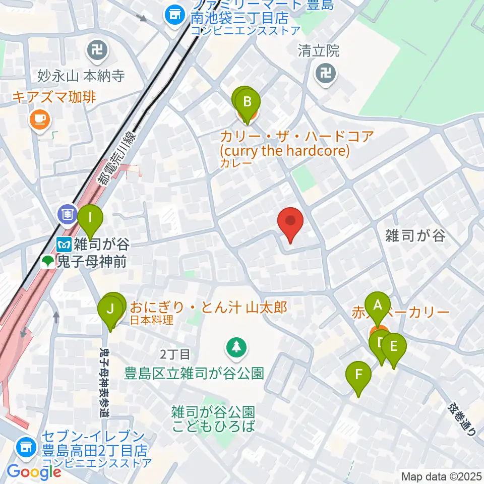 ギター専門店FANA東京周辺のファミレス・ファーストフード一覧地図