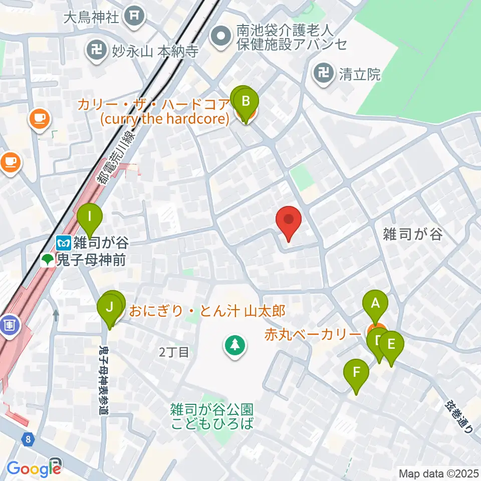 ギター専門店FANA東京周辺のファミレス・ファーストフード一覧地図