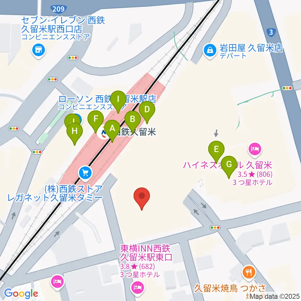 アイ&カルチャ久留米周辺のファミレス・ファーストフード一覧地図