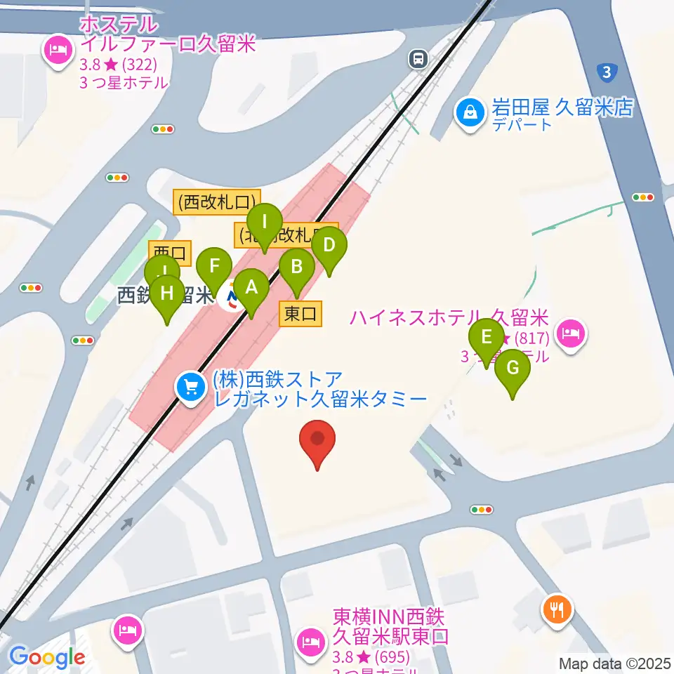 アイ＆カルチャ久留米周辺のファミレス・ファーストフード一覧地図