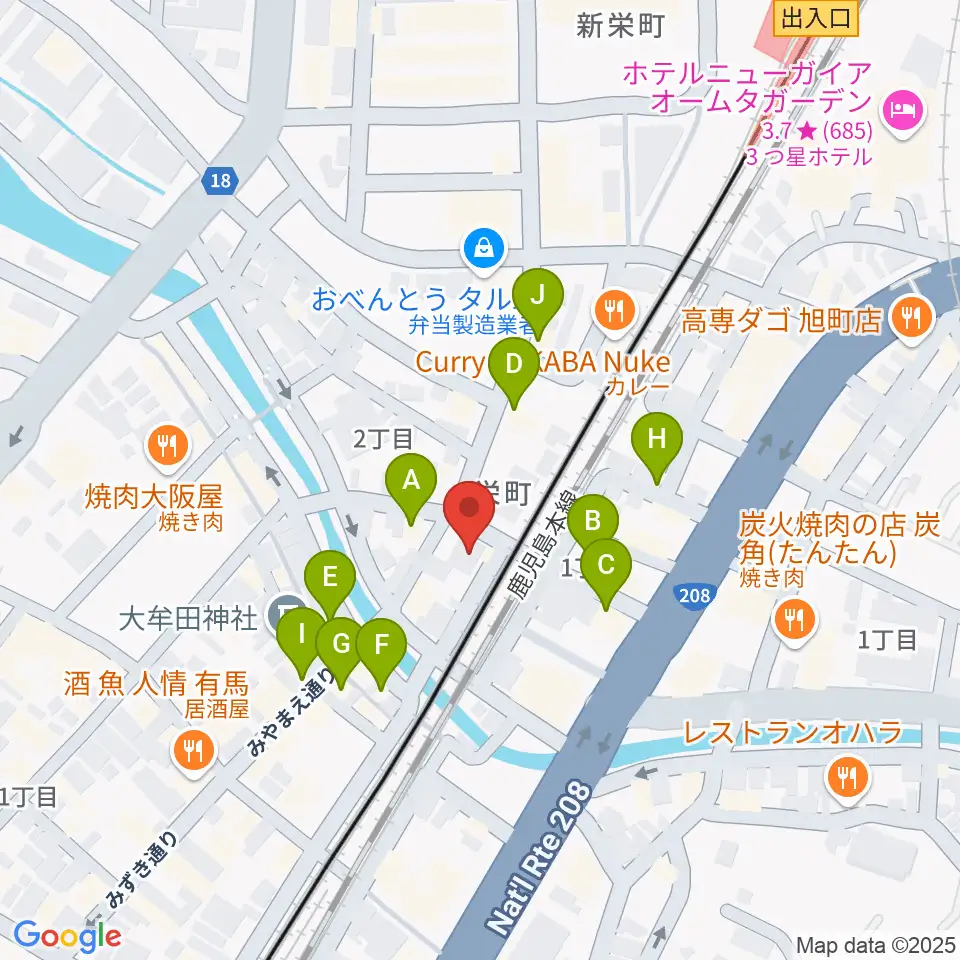アイ＆カルチャ大牟田周辺のファミレス・ファーストフード一覧地図