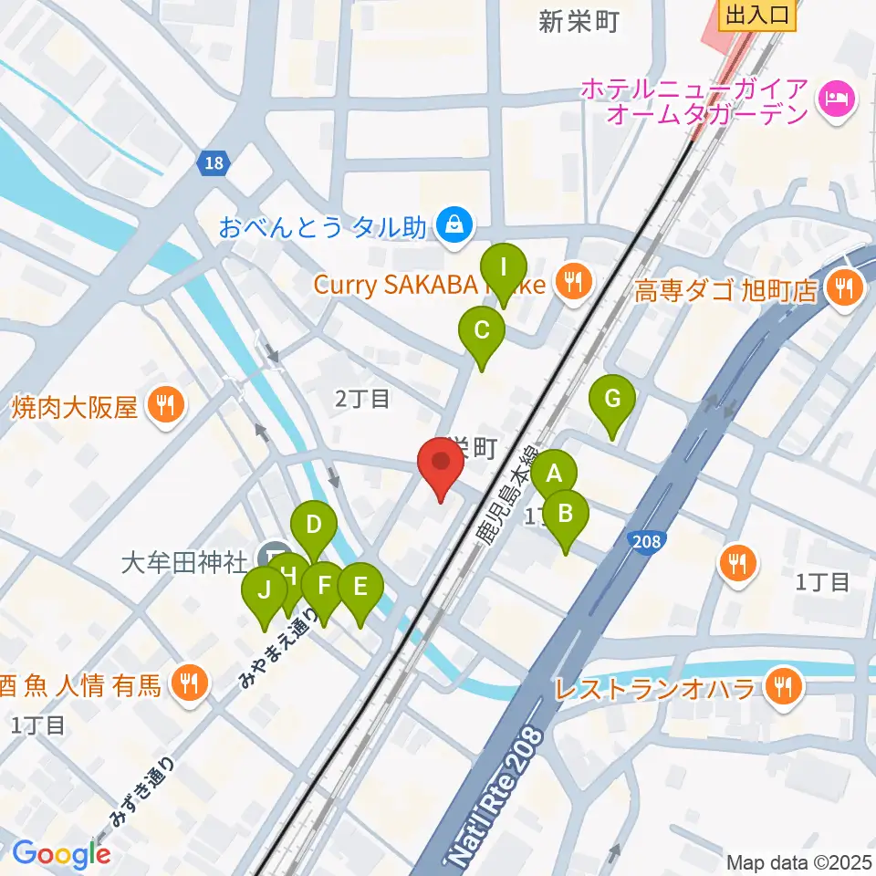 アイ＆カルチャ大牟田周辺のファミレス・ファーストフード一覧地図