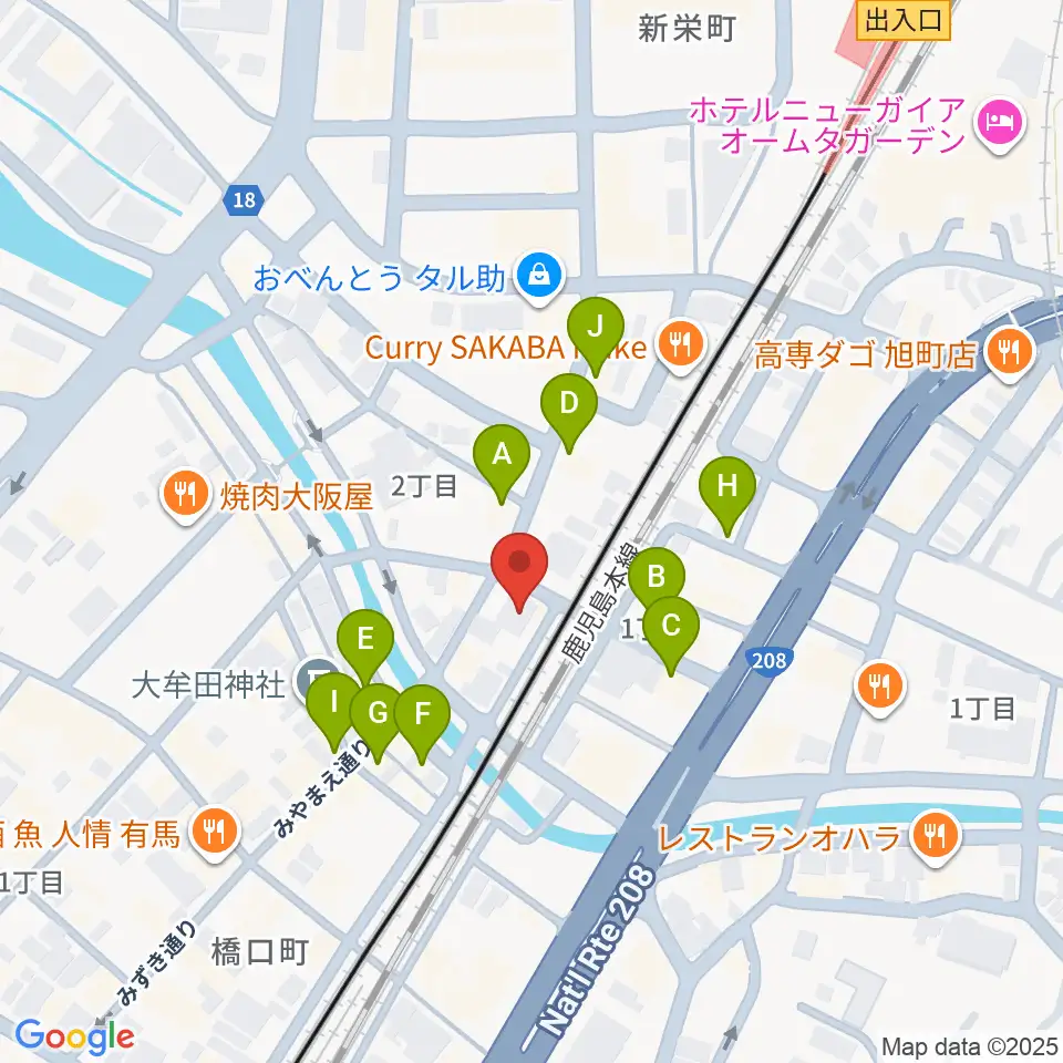 アイ＆カルチャ大牟田周辺のファミレス・ファーストフード一覧地図