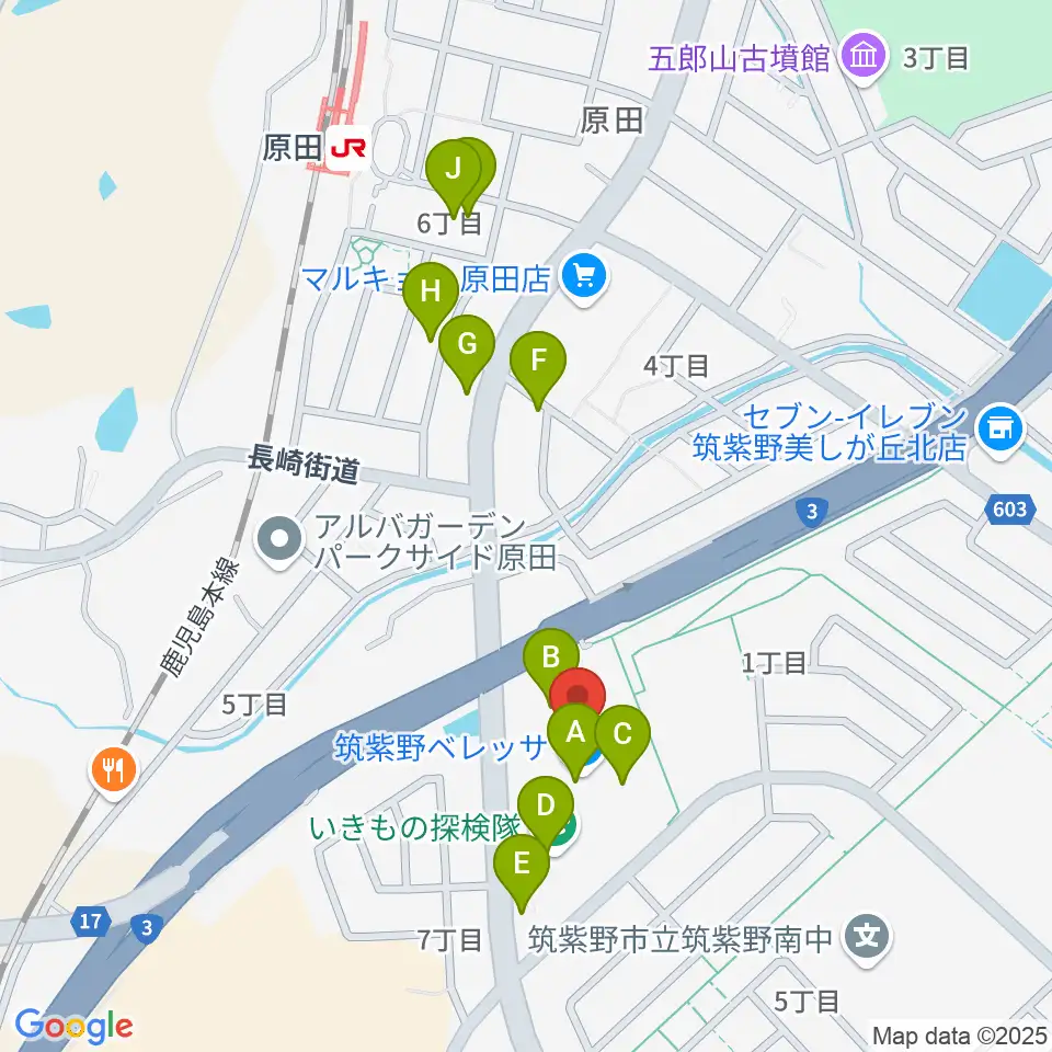 アイ&カルチャ筑紫野周辺のファミレス・ファーストフード一覧地図