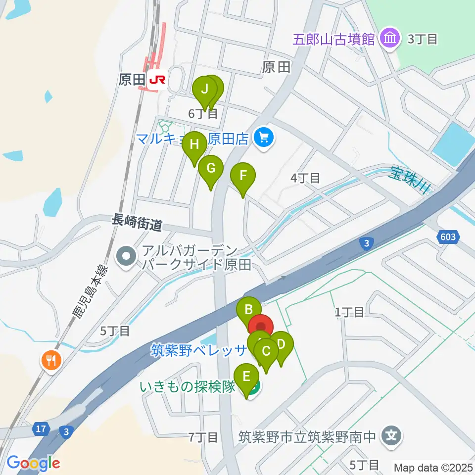 アイ＆カルチャ筑紫野周辺のファミレス・ファーストフード一覧地図