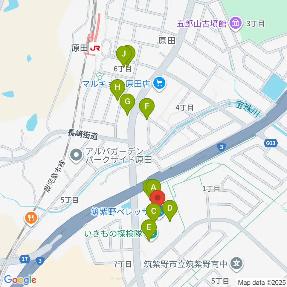 アイ＆カルチャ筑紫野周辺のファミレス・ファーストフード一覧地図