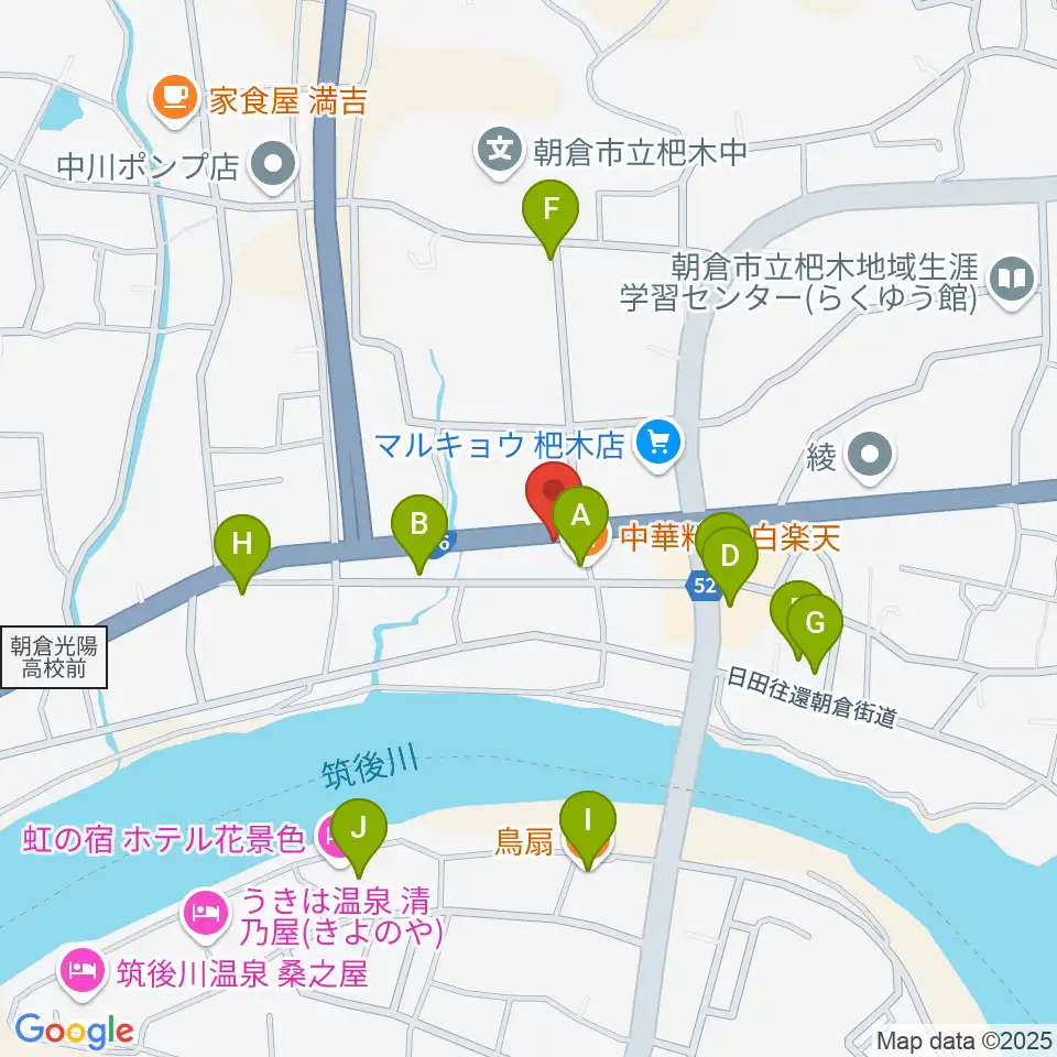 マツカワ楽器周辺のファミレス・ファーストフード一覧地図