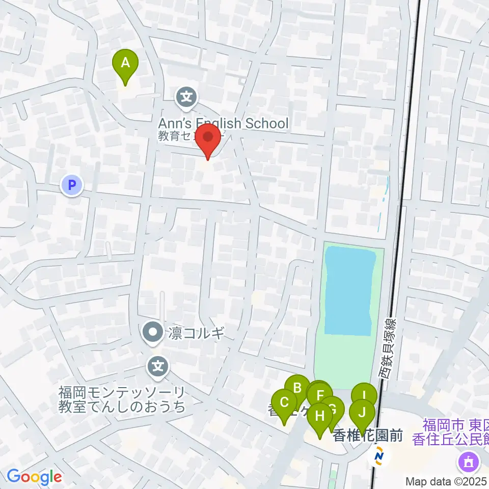 香住ケ丘ミュージック・スクール周辺のファミレス・ファーストフード一覧地図