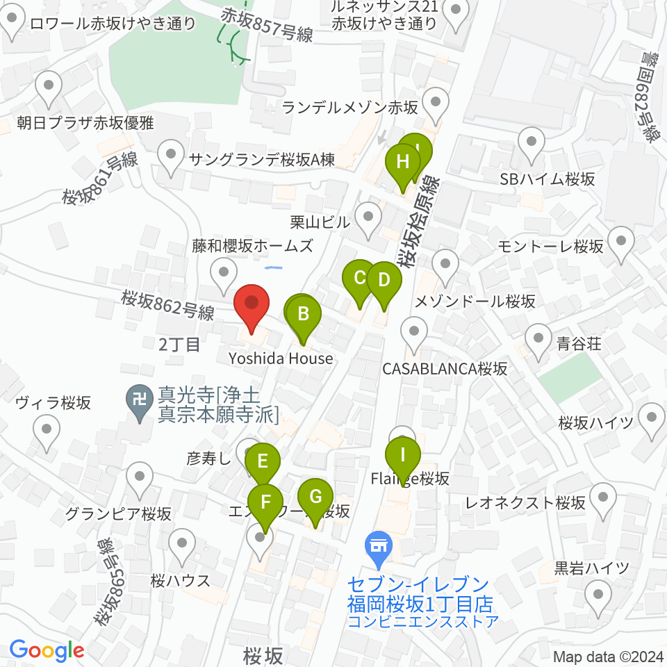 桜坂スタジオスタッフ周辺のファミレス・ファーストフード一覧地図