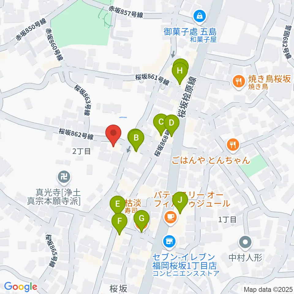 桜坂スタジオスタッフ周辺のファミレス・ファーストフード一覧地図