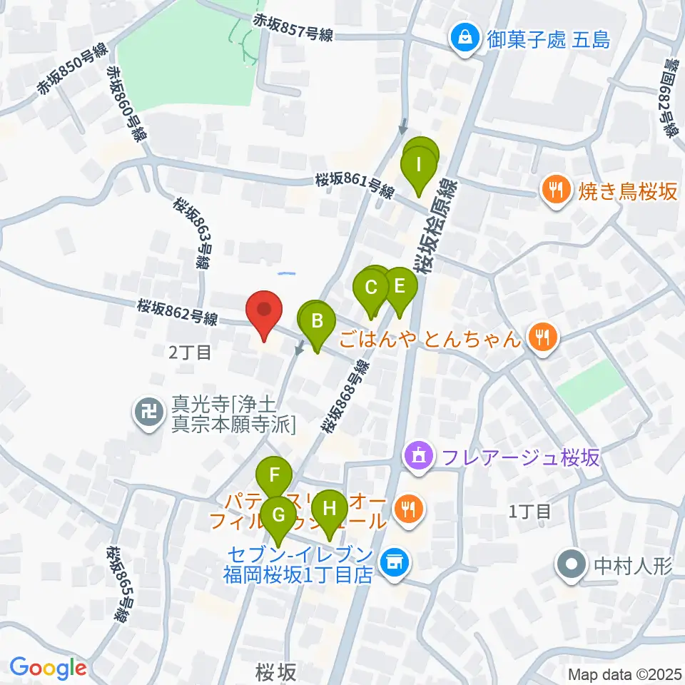 桜坂スタジオスタッフ周辺のファミレス・ファーストフード一覧地図