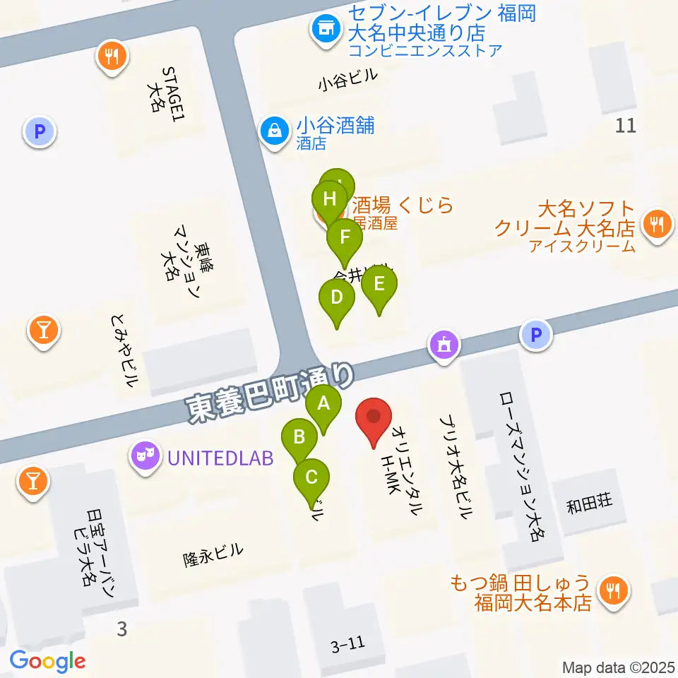 大名MKホール周辺のファミレス・ファーストフード一覧地図