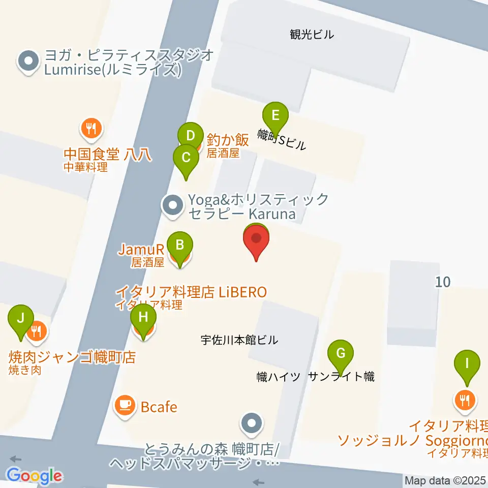 二胡音楽院周辺のファミレス・ファーストフード一覧地図