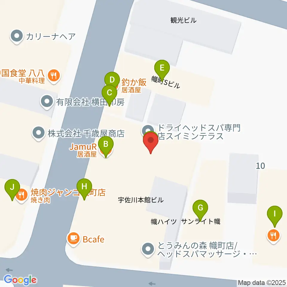 二胡音楽院周辺のファミレス・ファーストフード一覧地図