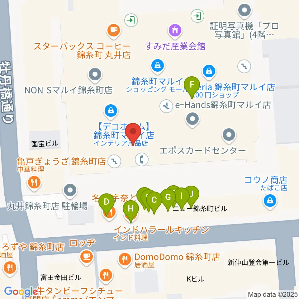 島村楽器 丸井錦糸町クラシック店周辺のファミレス・ファーストフード一覧地図