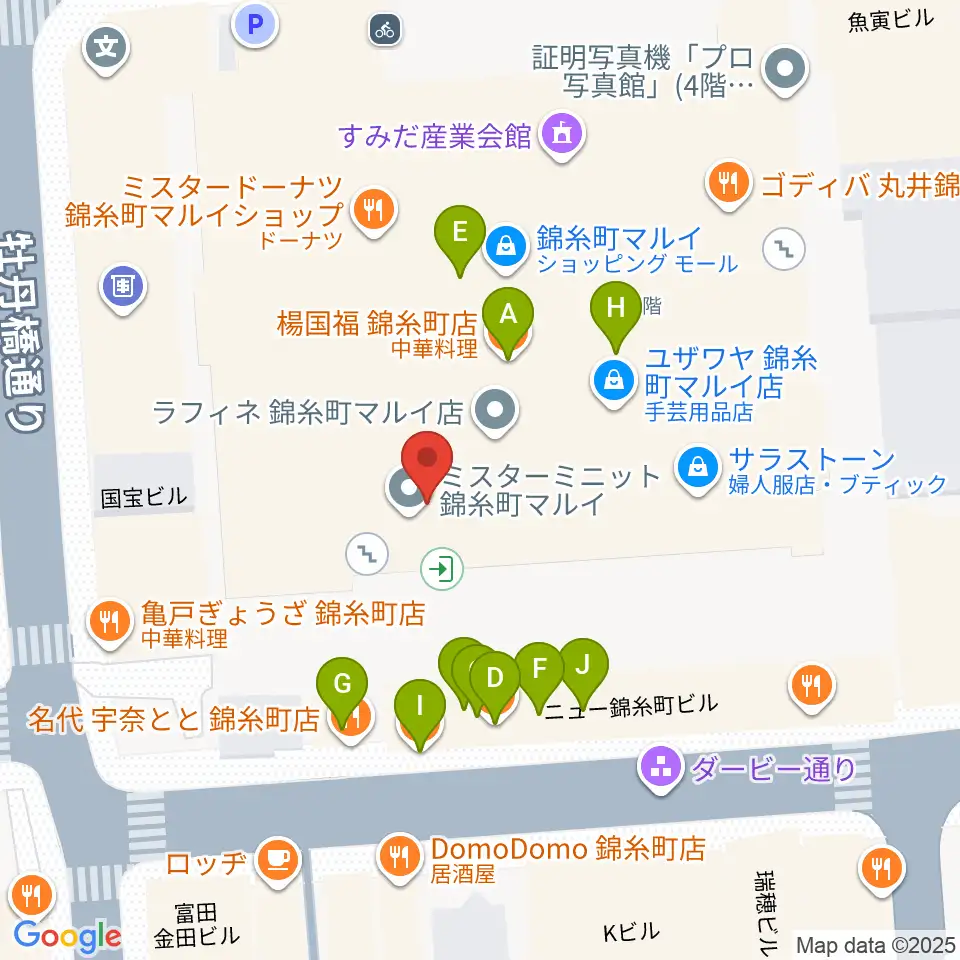 島村楽器 丸井錦糸町クラシック店周辺のファミレス・ファーストフード一覧地図