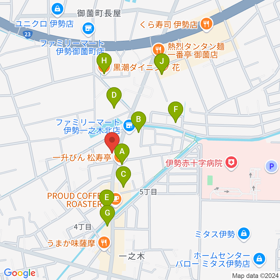 ETUDEドラム教室周辺のファミレス・ファーストフード一覧地図