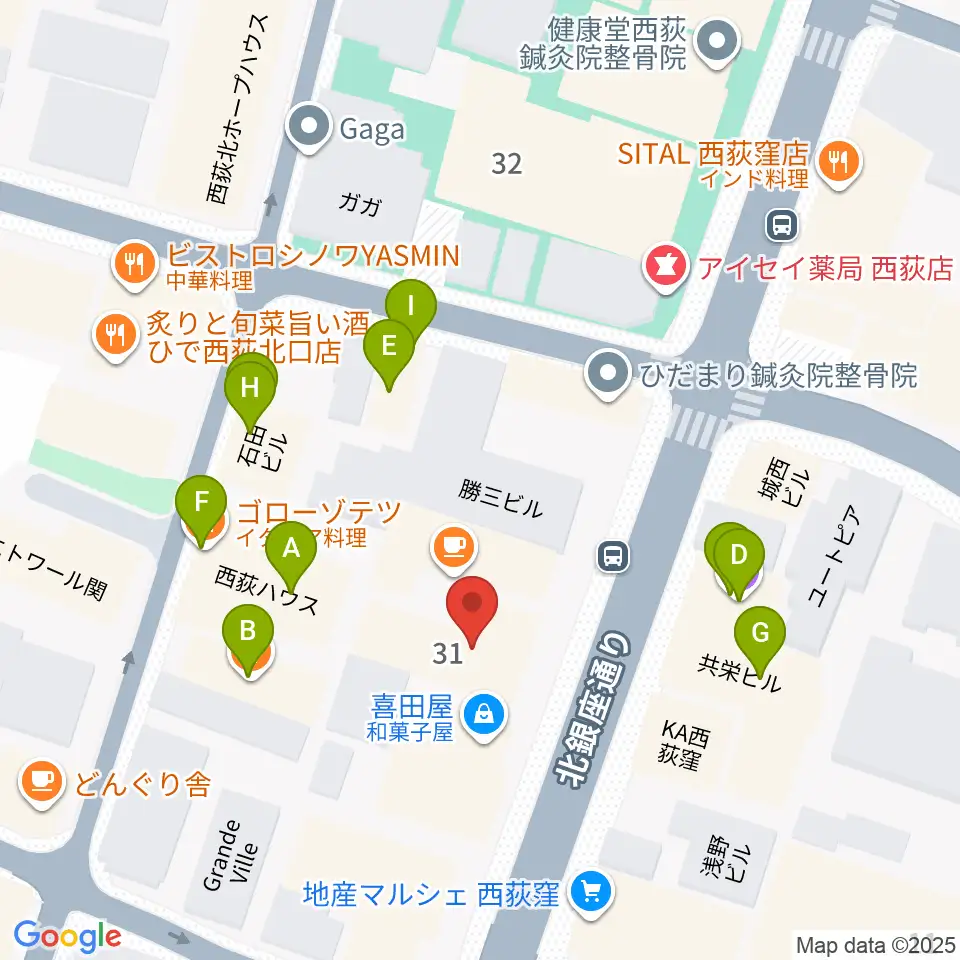 STUDIO UEN周辺のファミレス・ファーストフード一覧地図