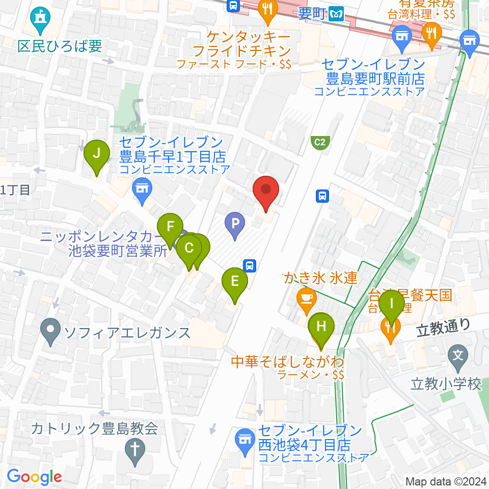 黒坂音楽工房周辺のファミレス・ファーストフード一覧地図