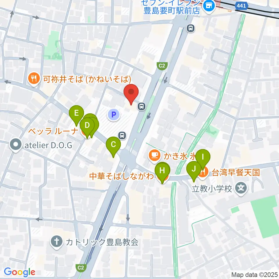 黒坂音楽工房周辺のファミレス・ファーストフード一覧地図