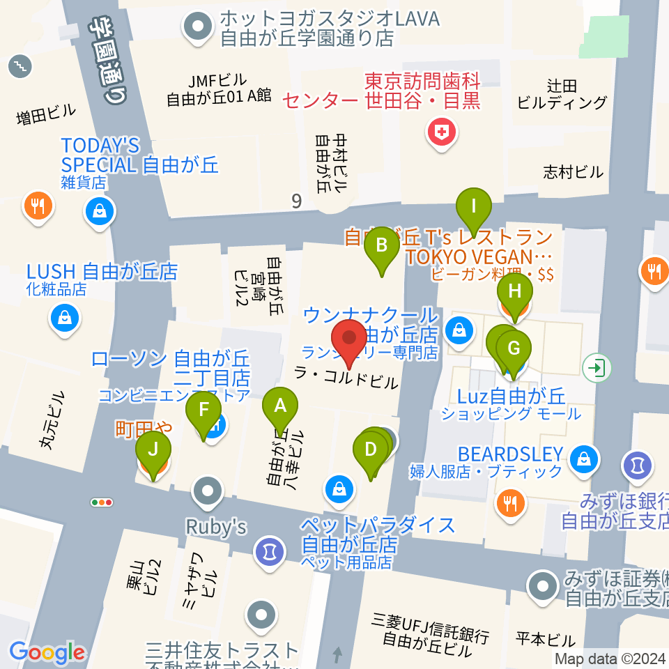 ラマンダ シャンソン教室周辺のファミレス・ファーストフード一覧地図