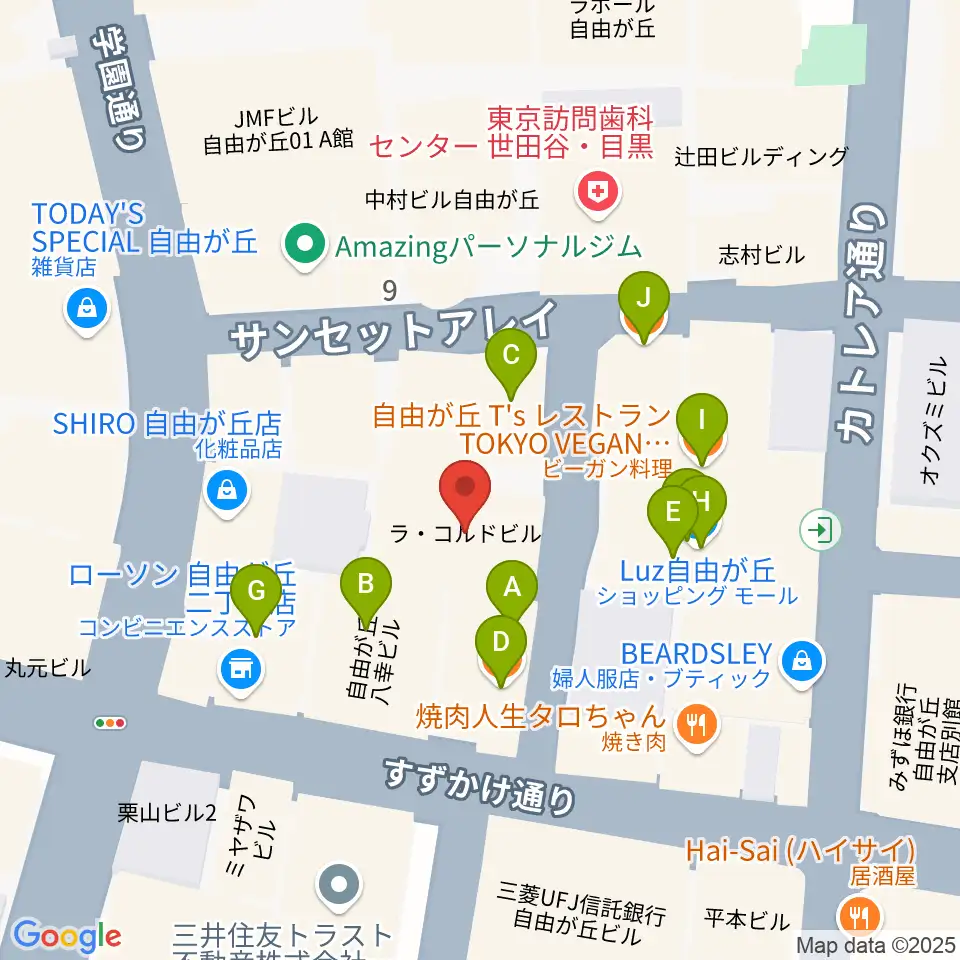 ラマンダ シャンソン教室周辺のファミレス・ファーストフード一覧地図