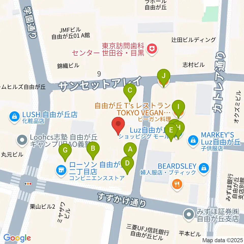 ラマンダ シャンソン教室周辺のファミレス・ファーストフード一覧地図