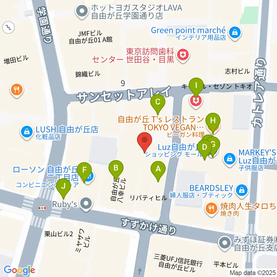 ラマンダ シャンソン教室周辺のファミレス・ファーストフード一覧地図