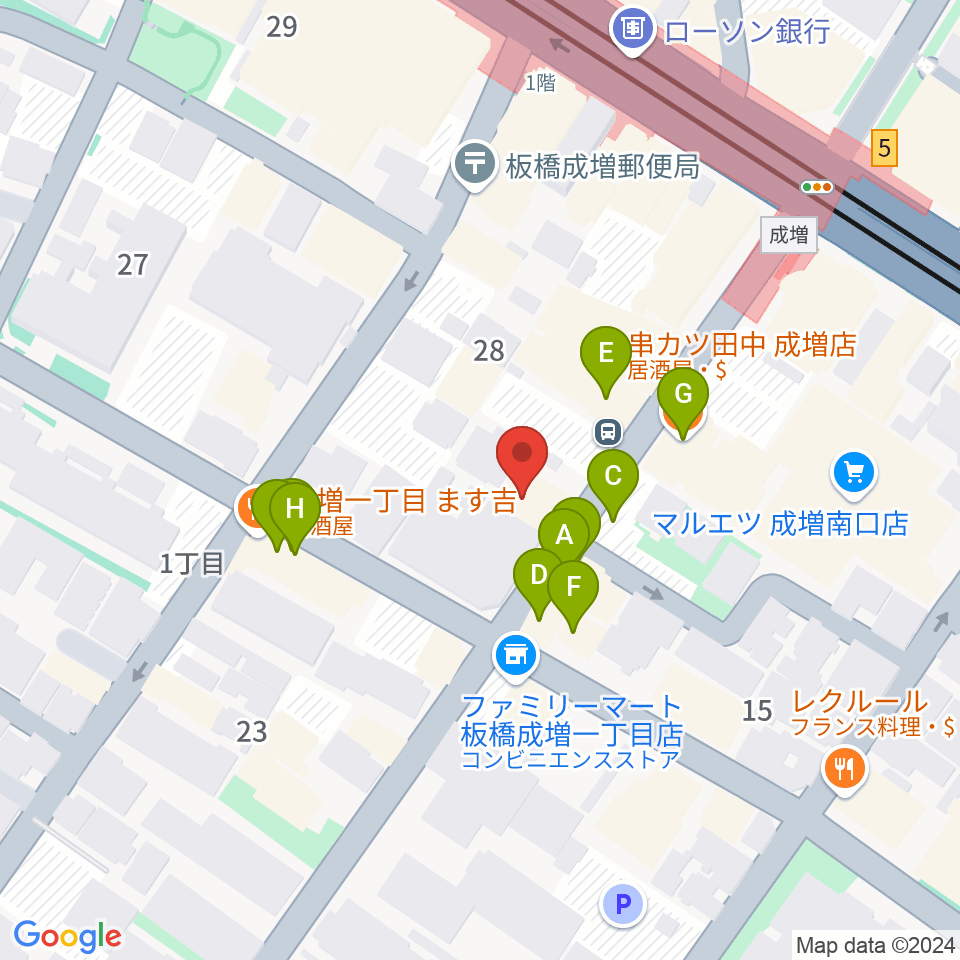 サクライ楽器 成増本店周辺のファミレス・ファーストフード一覧地図