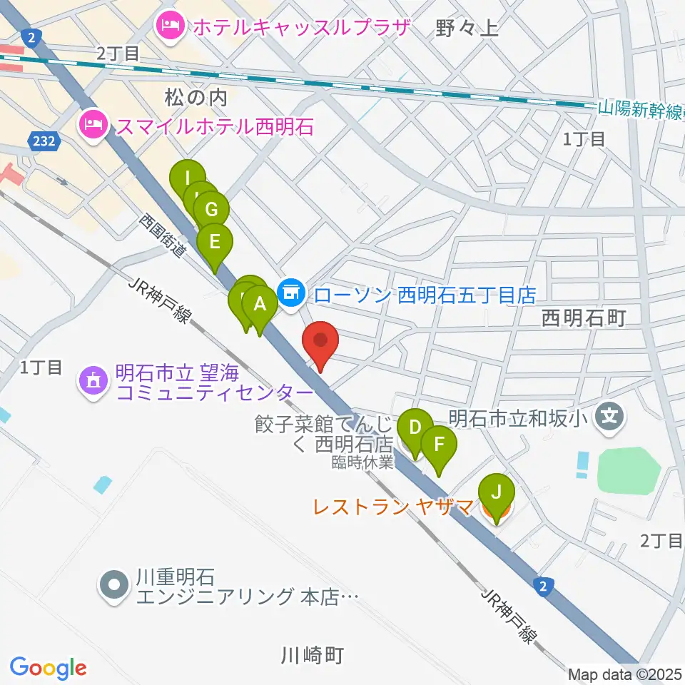スタジオトライアード周辺のファミレス・ファーストフード一覧地図