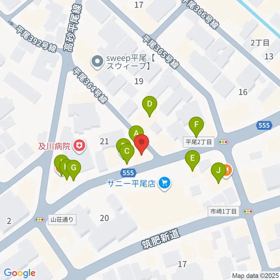STS STUDIO周辺のファミレス・ファーストフード一覧地図
