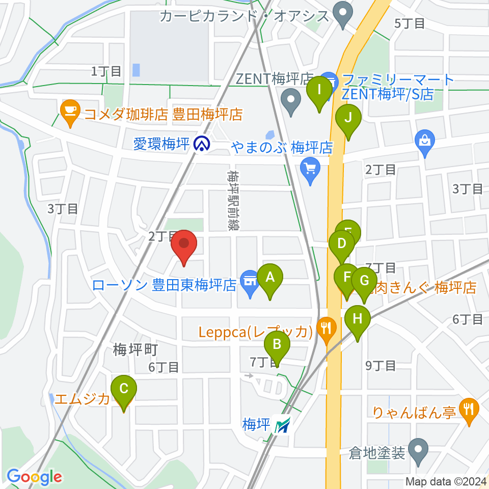 マルショー楽器豊田店周辺のファミレス・ファーストフード一覧地図