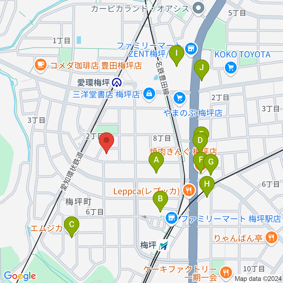 マルショー楽器豊田店周辺のファミレス・ファーストフード一覧地図