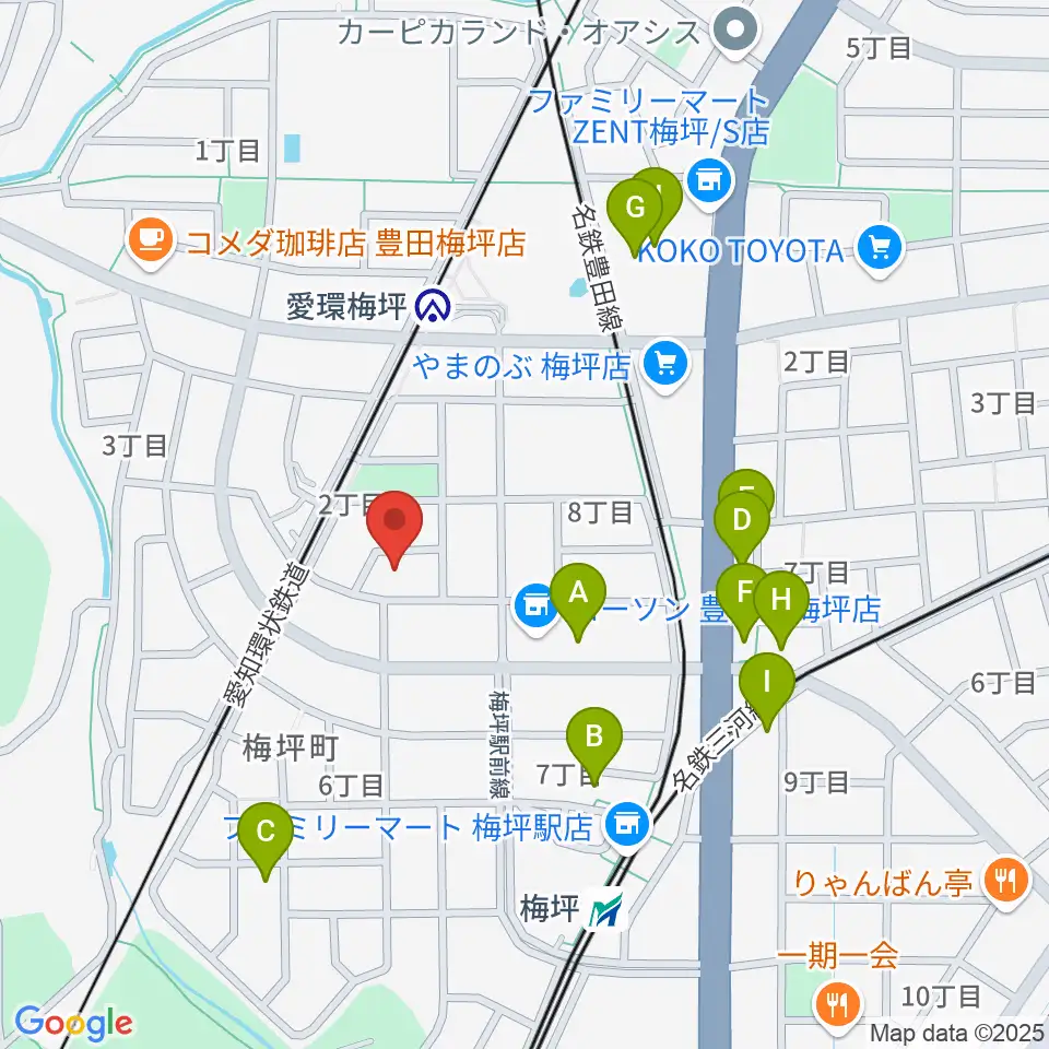 マルショー楽器豊田店周辺のファミレス・ファーストフード一覧地図
