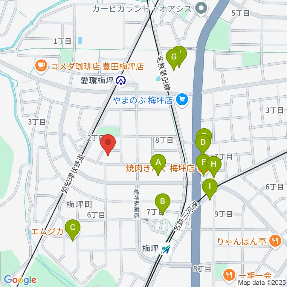 マルショー楽器豊田店周辺のファミレス・ファーストフード一覧地図