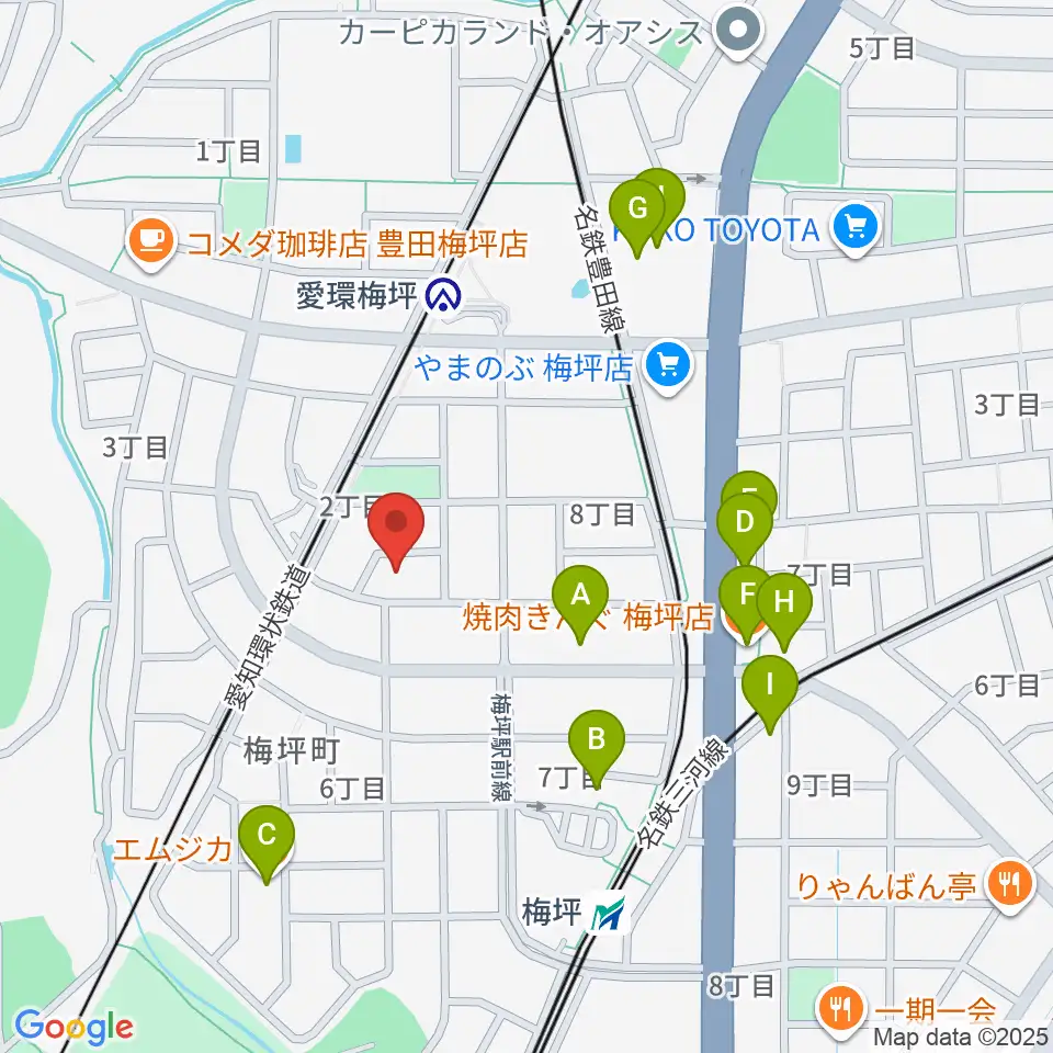 マルショー楽器豊田店周辺のファミレス・ファーストフード一覧地図