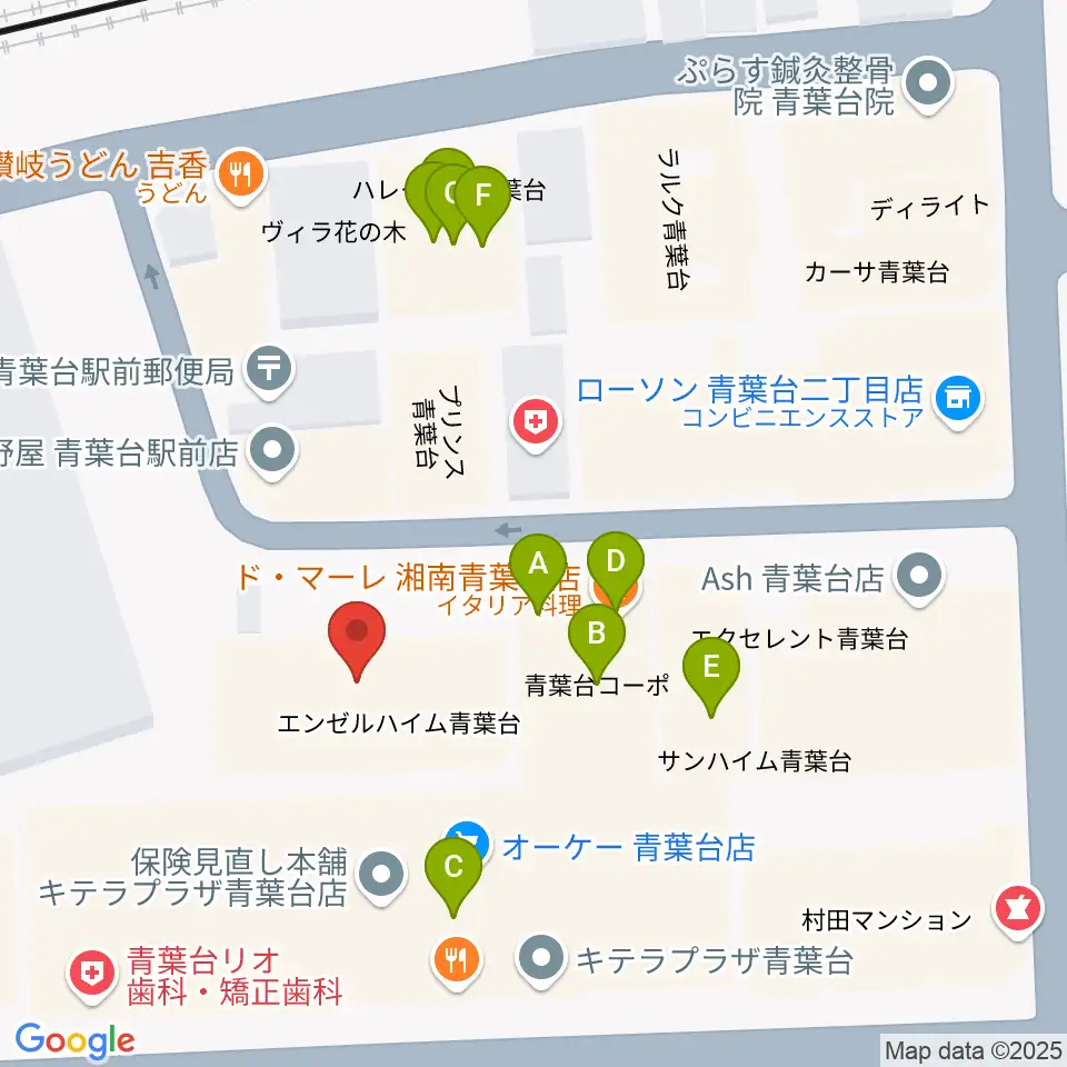 アリオーネ音楽教室周辺のファミレス・ファーストフード一覧地図