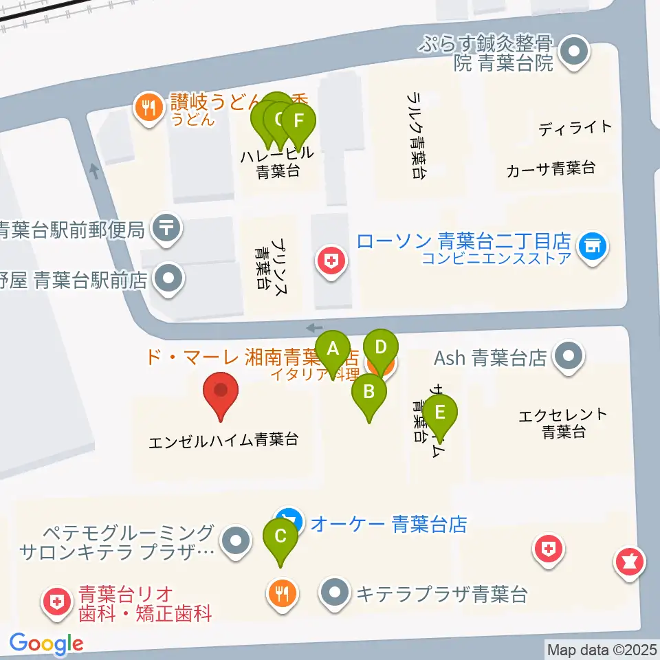 アリオーネ音楽教室周辺のファミレス・ファーストフード一覧地図