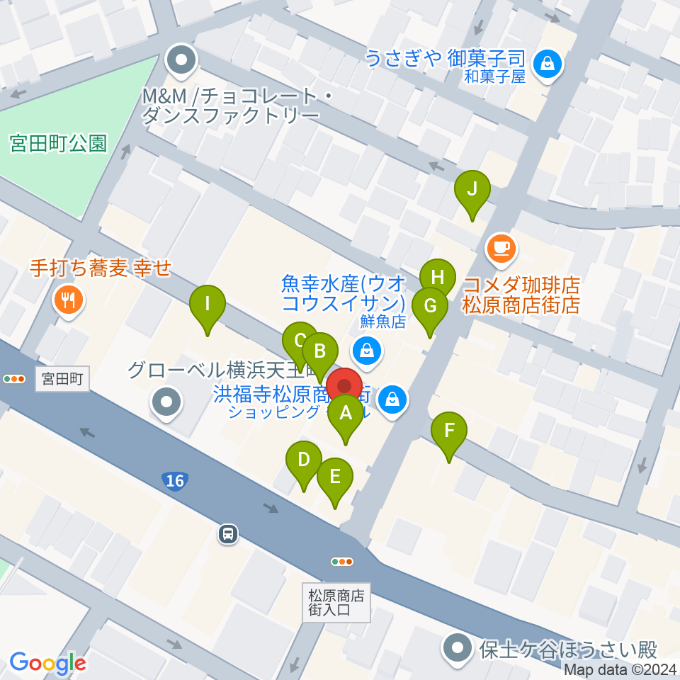 スタジオOUT of DATE周辺のファミレス・ファーストフード一覧地図