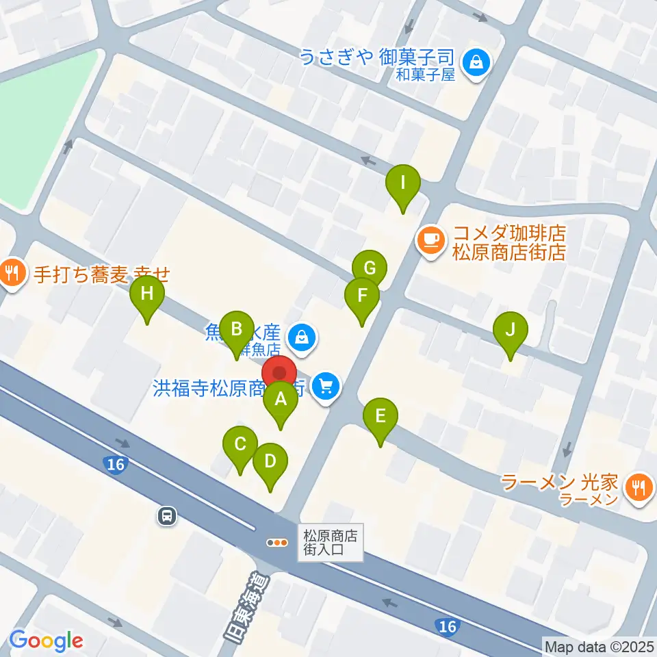 スタジオOUT of DATE周辺のファミレス・ファーストフード一覧地図