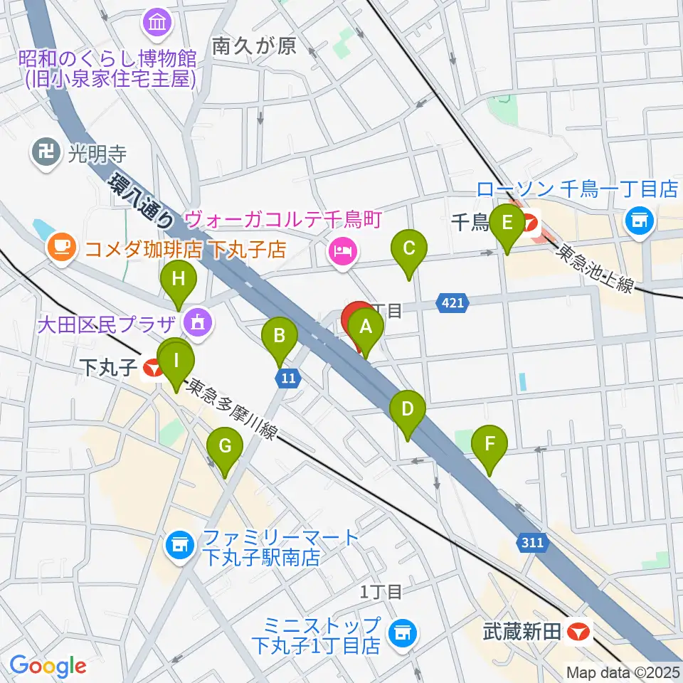かねこ琴三絃楽器店周辺のファミレス・ファーストフード一覧地図